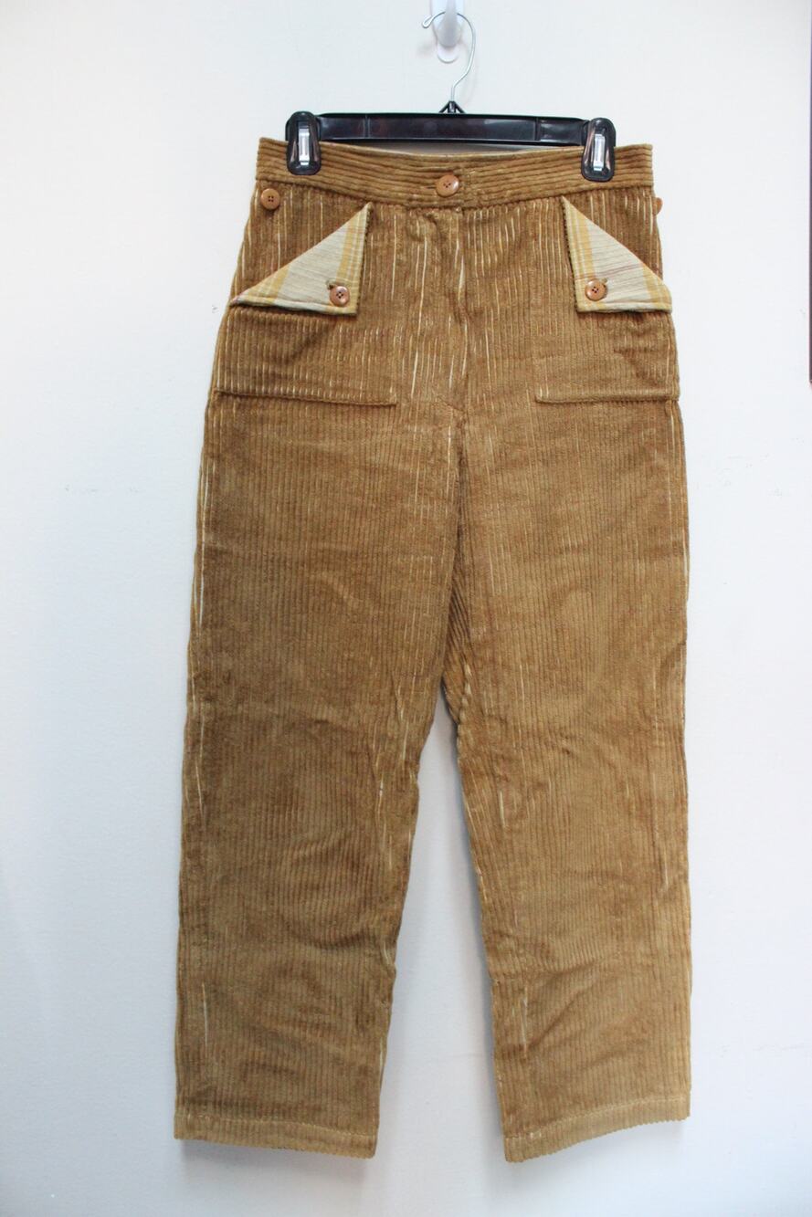 Ilana Kohn Yellow Brown Hank Corduroy Ribbed Pants Size 0